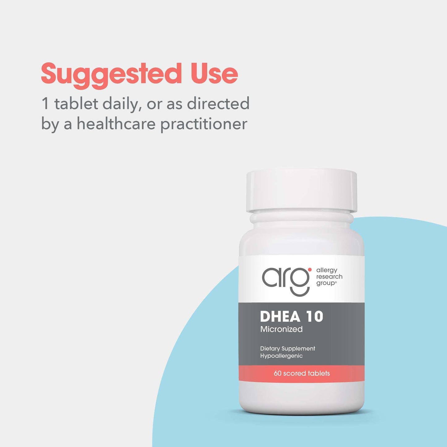 Allergy Research Group DHEA 10mg Micronized – Metabolism Support, Soy-Free, Vegan, Scored Tablets – 60 Count