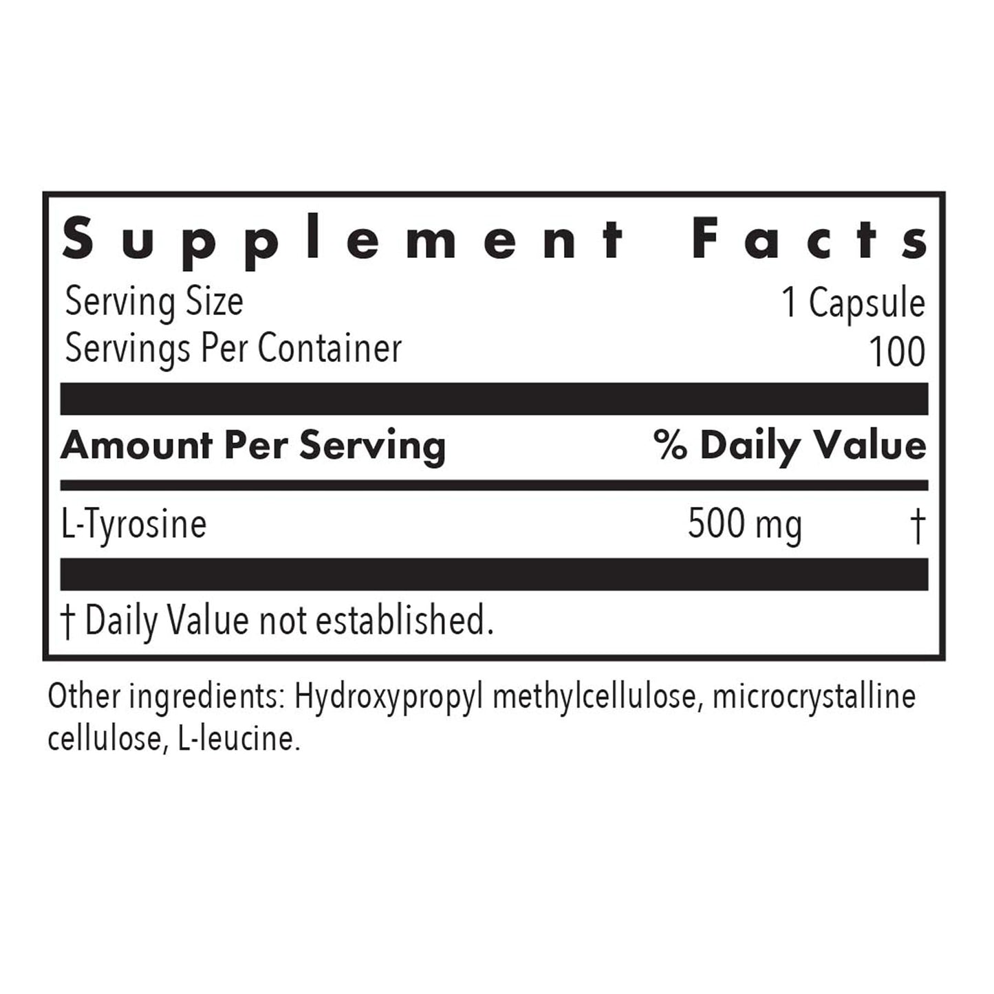Allergy Research Group L-Tyrosine 500mg | Brain & Thyroid Support | 100 Count