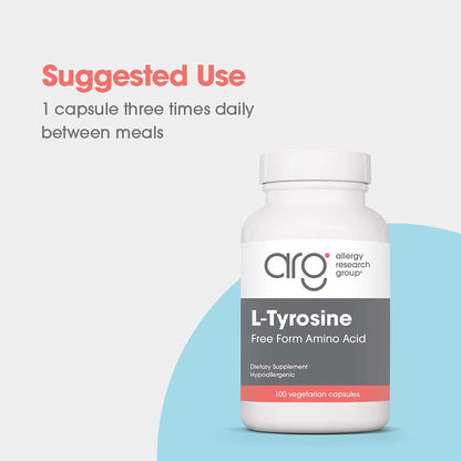 Allergy Research Group L-Tyrosine 500mg | Brain & Thyroid Support | 100 Count