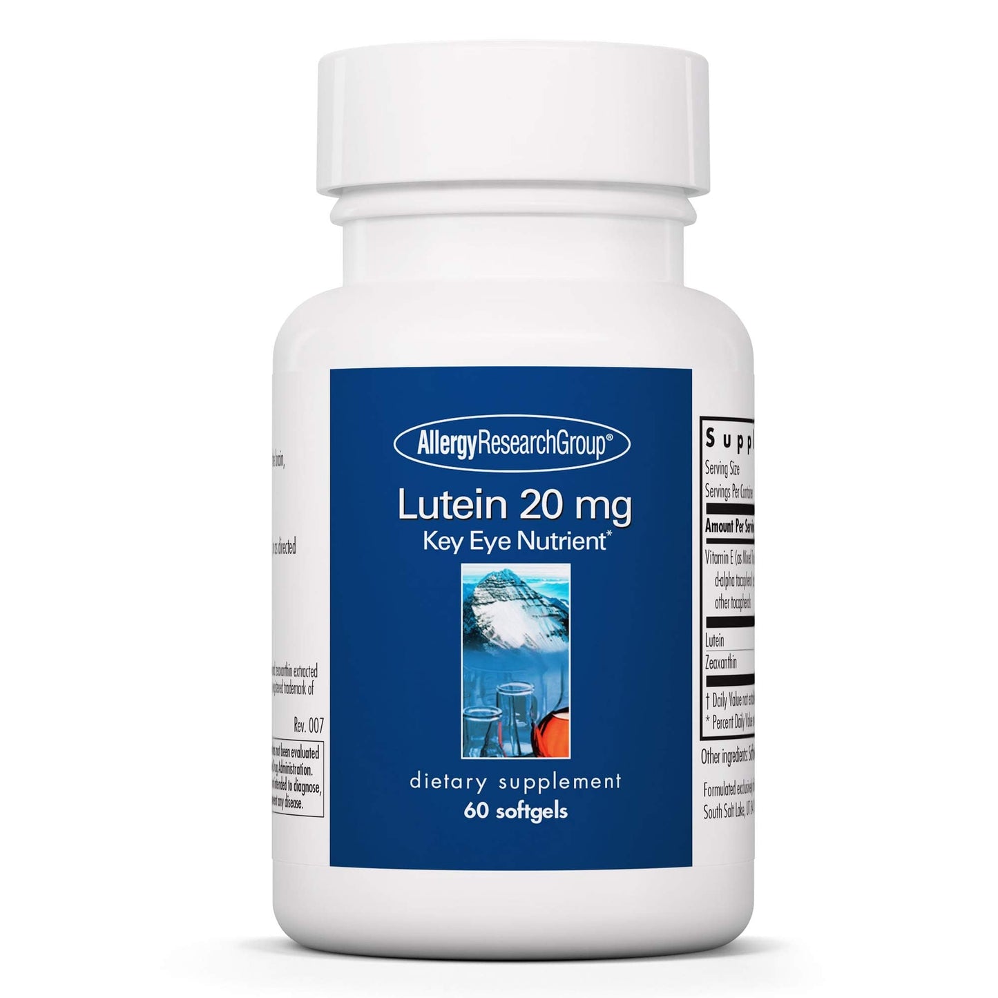 Allergy Research Group Lutein Supplement – 20mg Lutein & Zeaxanthin for Eye Health, 60 Count Softgels