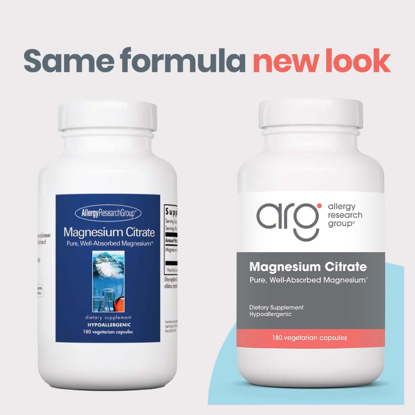 Allergy Research Group Magnesium Citrate Supplement – 170 mg per Capsule | 180 Vegetarian Capsules