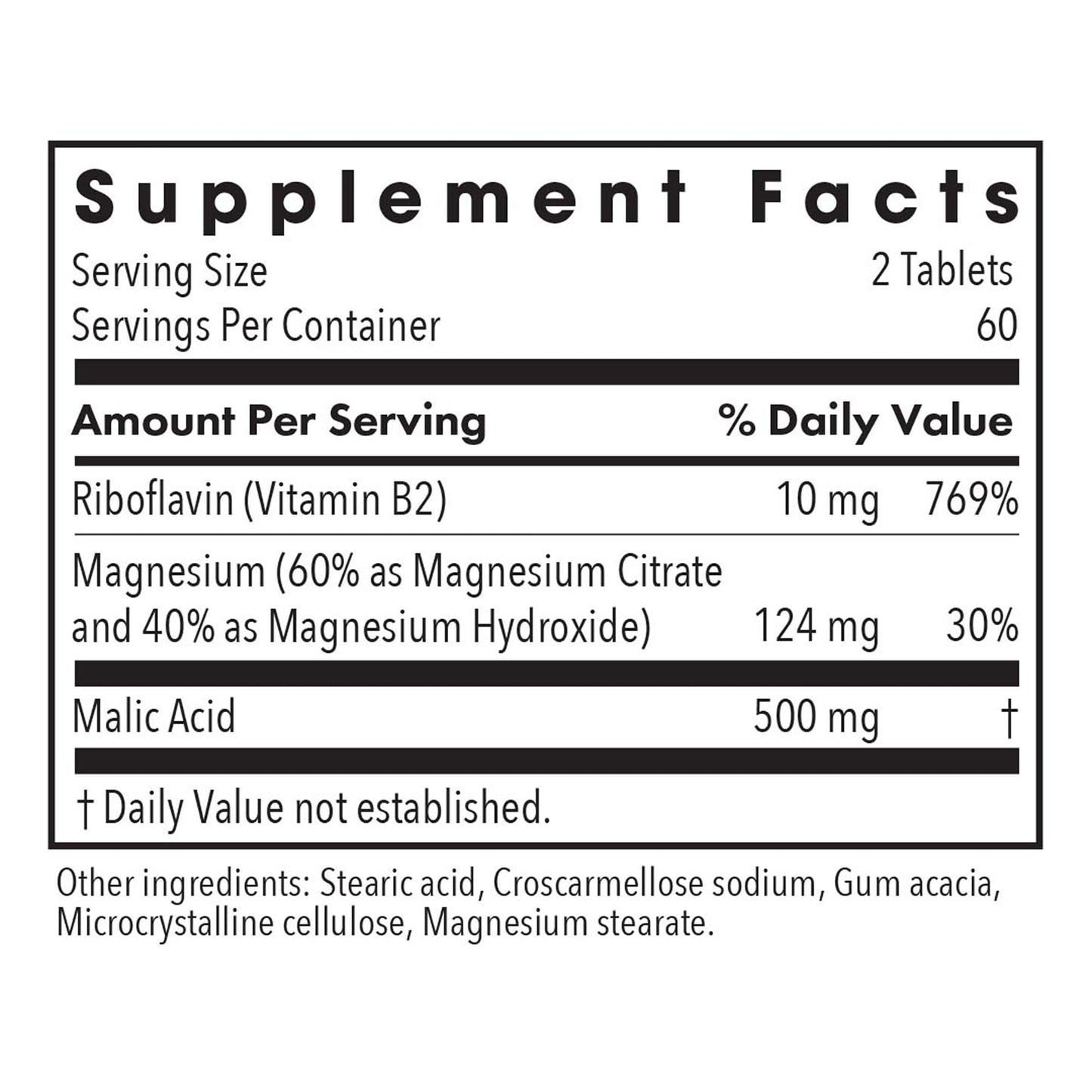 Allergy Research Group Magnesium Malate Forte - Energy Support, 120 Tablets