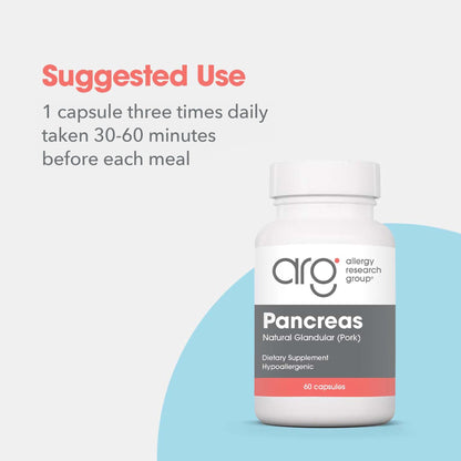 Allergy Research Group Pancreas Pork Supplement – Pancreas Glandular Enzymes, 425mg, 60 Count