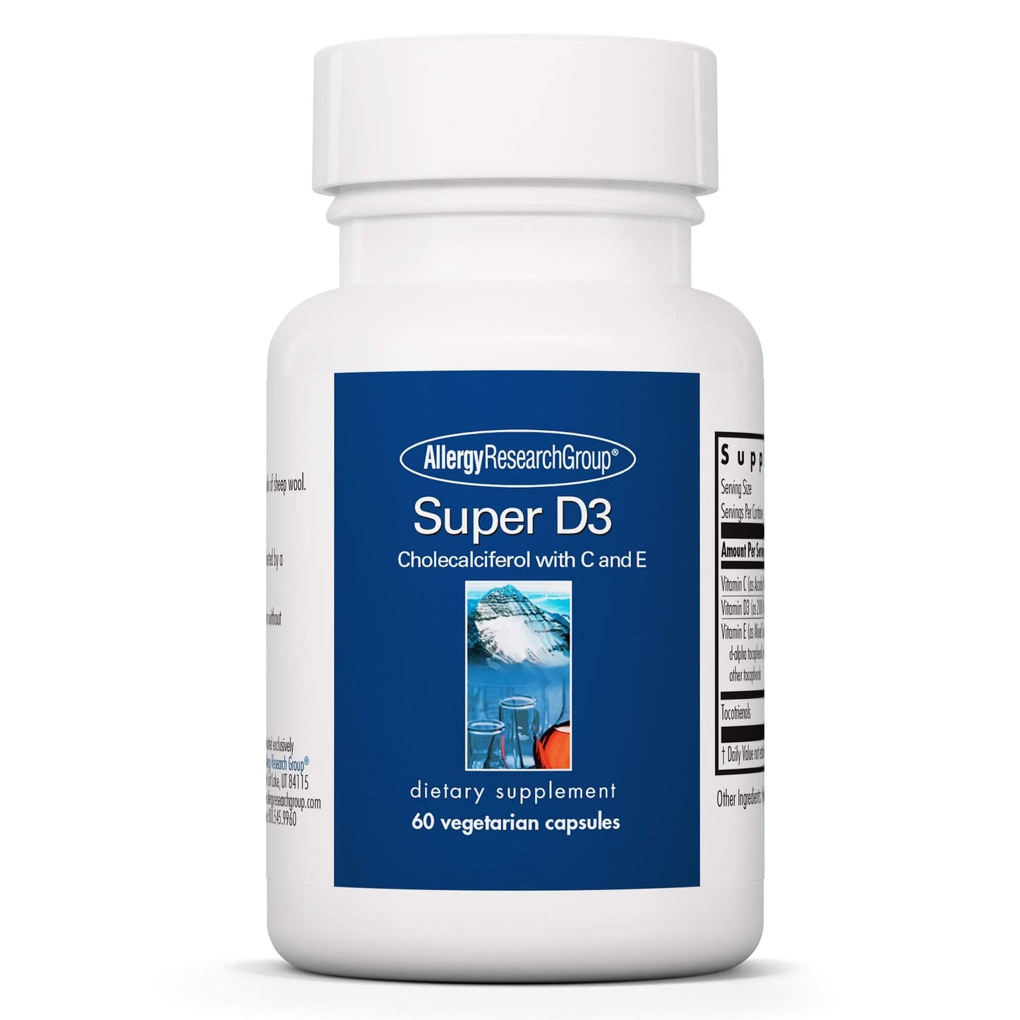 Allergy Research Group Super D3 – 2000 IU Vitamin D3, Bone & Immune Support | Vegetarian, Gluten Free - 60 Count