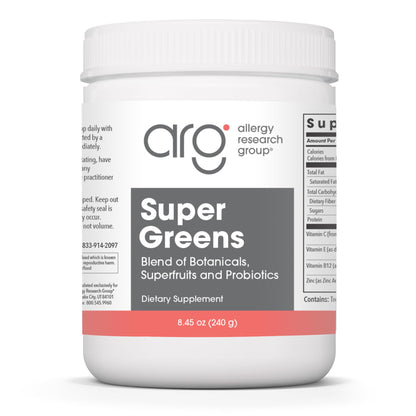 Allergy Research Group Super Greens – 8.45 oz Superfood Powder with Spirulina, Chlorella, Oat Grass & DE111 Probiotic