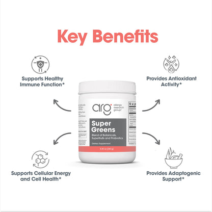 Allergy Research Group Super Greens – 8.45 oz Superfood Powder with Spirulina, Chlorella, Oat Grass & DE111 Probiotic