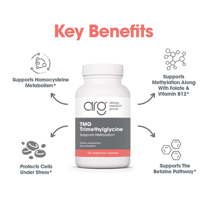 Allergy Research Group TMG Trimethylglycine 750mg – Betaine Anhydrous, 100 Capsules