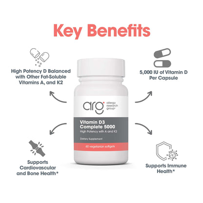 Allergy Research Group Vitamin D3 Complete 5000 IU | D3 & K2
