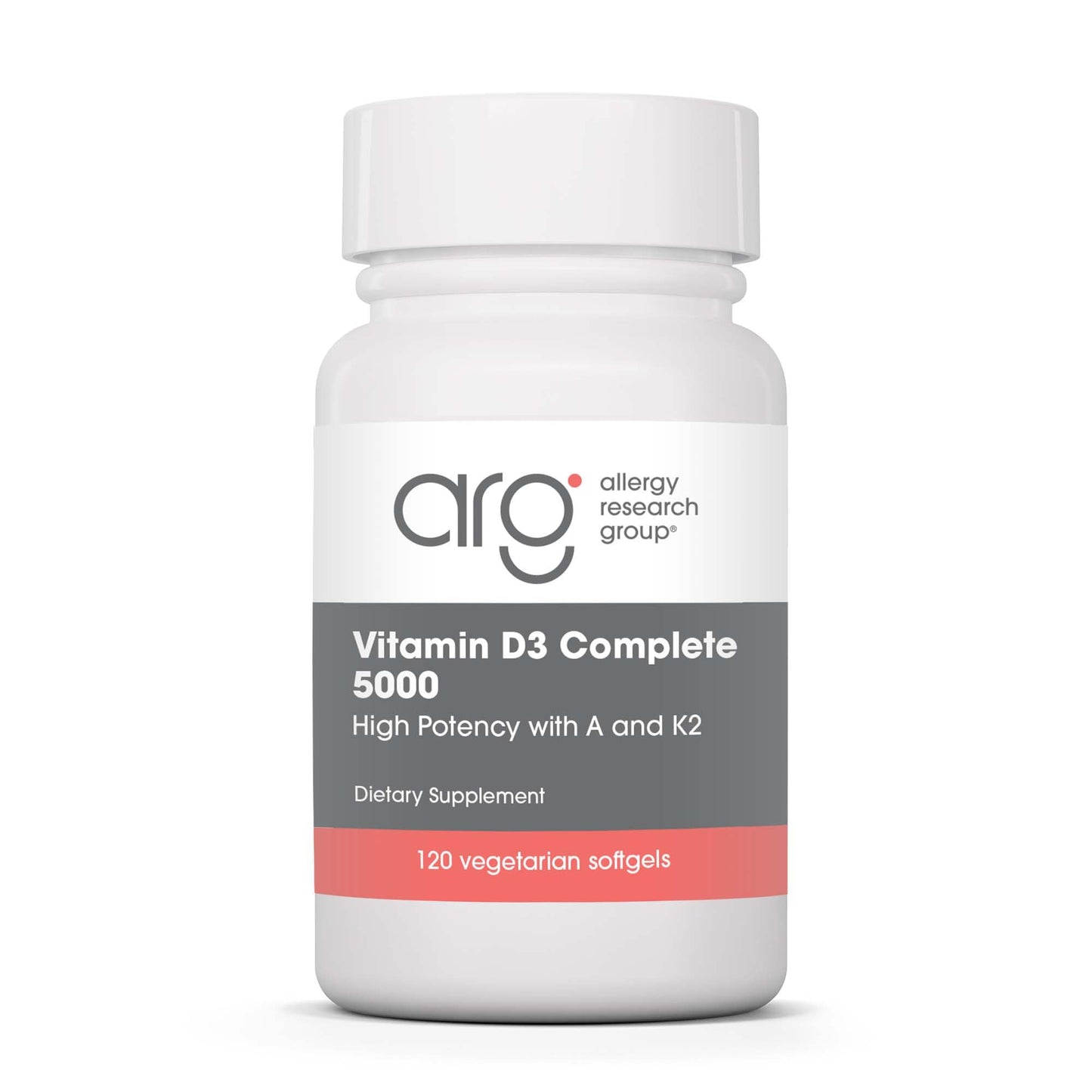 Allergy Research Group Vitamin D3 Complete 5000 IU – D3 & K2, Veggie Softgels, 120 Ct