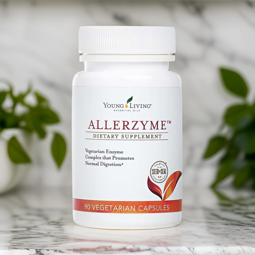 Young Living Allerzyme - 90 Ct Vegetarian Digestive Enzyme Capsules with Tarragon & Ginger