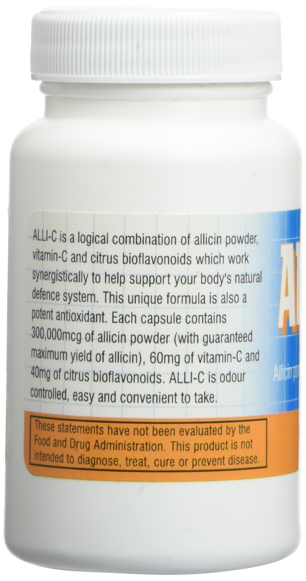 ALLI-C Allicin with Vitamin C and Bioflavonoids - 30 Vegetarian Capsules