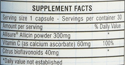 ALLI-C Allicin with Vitamin C and Bioflavonoids - 30 Vegetarian Capsules