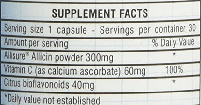 ALLI-C Allicin with Vitamin C and Bioflavonoids - 30 Vegetarian Capsules