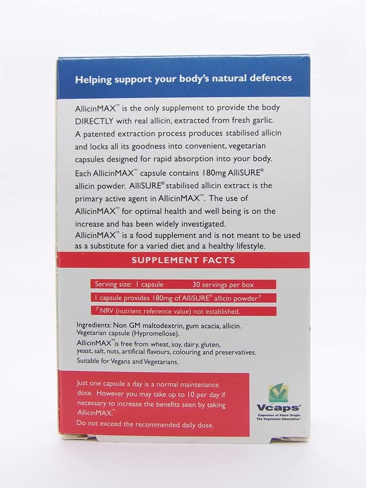 Allicin Max 30 Veg Caps (Pack of 2x60) – Stabilised Allicin Supplement