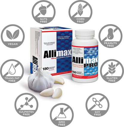 ALLIMAX 180mg 90 Capsules | Stabilized Allicin Garlic for Immune Support BritishVita | Premium UK Vitamins & Wellness Supplements