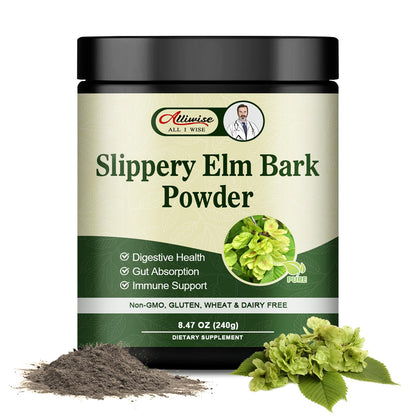Alliwise Slippery Elm Bark Powder 240g | Digestive Support, Throat Soothing, Non-GMO, Gluten Free, Vegetarian Friendly