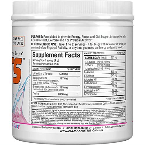 ALLMAX A:CUTS Amino-Charged Energy Drink Cotton Candy - 210 g | 30 Servings