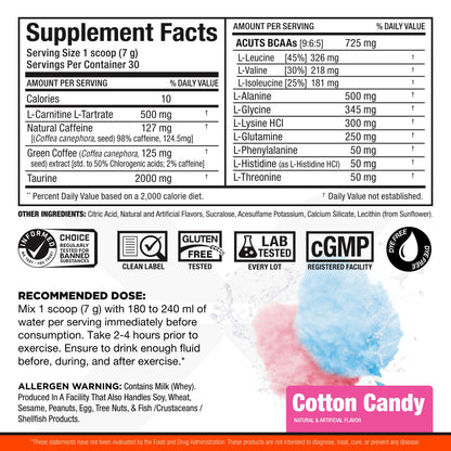ALLMAX A:CUTS Amino-Charged Energy Drink Cotton Candy - 210 g | 30 Servings