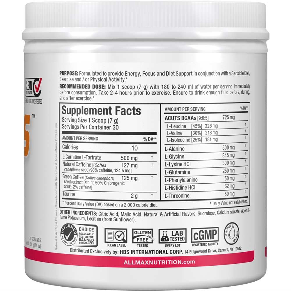 ALLMAX A:CUTS Watermelon Amino-Charged Energy Drink — 210 g, 30 Servings