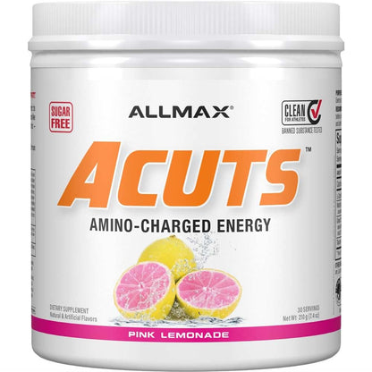 ALLMAX A:CUTS Amino-Charged Energy Drink Pink Lemonade | 210 g | 30 Servings | Sugar & Gluten Free