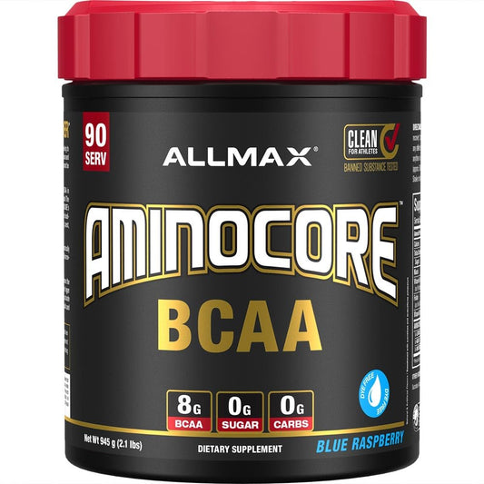 ALLMAX AminoCORE BCAA Blue Raspberry Powder – 945 g, 90 Servings, 8.18 g BCAAs per Serving, Sugar Free, Instantized + B Vitamins BritishVita | Premium UK Vitamins & Wellness Supplements