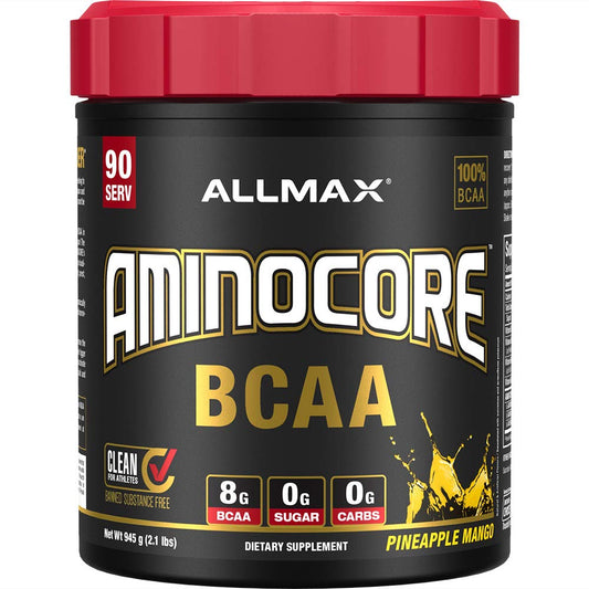 ALLMAX AMINOCORE BCAA Pineapple Mango – 945 g, 90 Servings, Sugar Free | No Fillers BritishVita | Premium UK Vitamins & Wellness Supplements