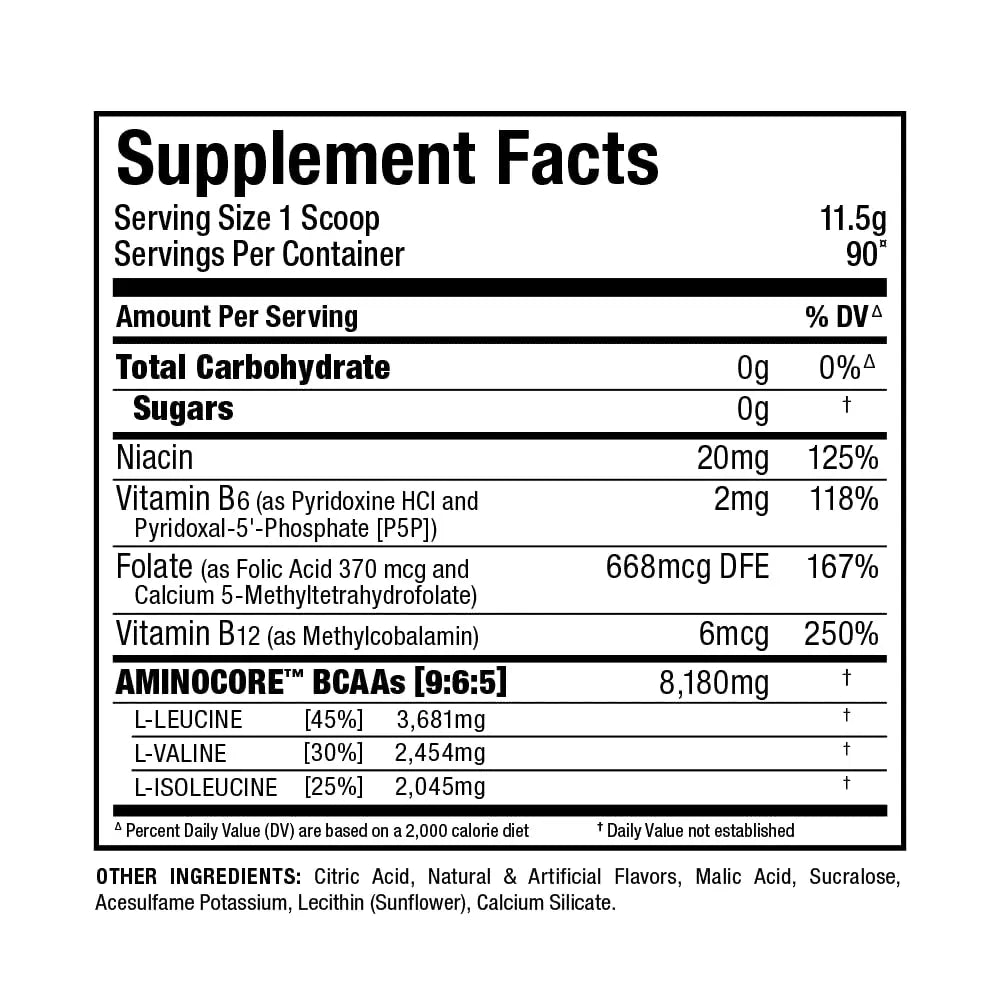 ALLMAX AMINOCORE BCAA Pineapple Mango – 945 g, 90 Servings, Sugar Free | No Fillers BritishVita | Premium UK Vitamins & Wellness Supplements