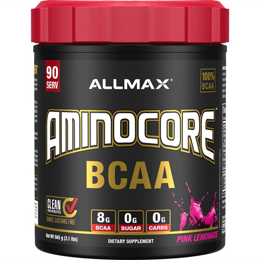 ALLMAX AminoCORE BCAA Pink Lemonade – 945 g, 90 Servings, 8.18 g BCAAs per Serving, Sugar Free, with B Vitamins BritishVita | Premium UK Vitamins & Wellness Supplements
