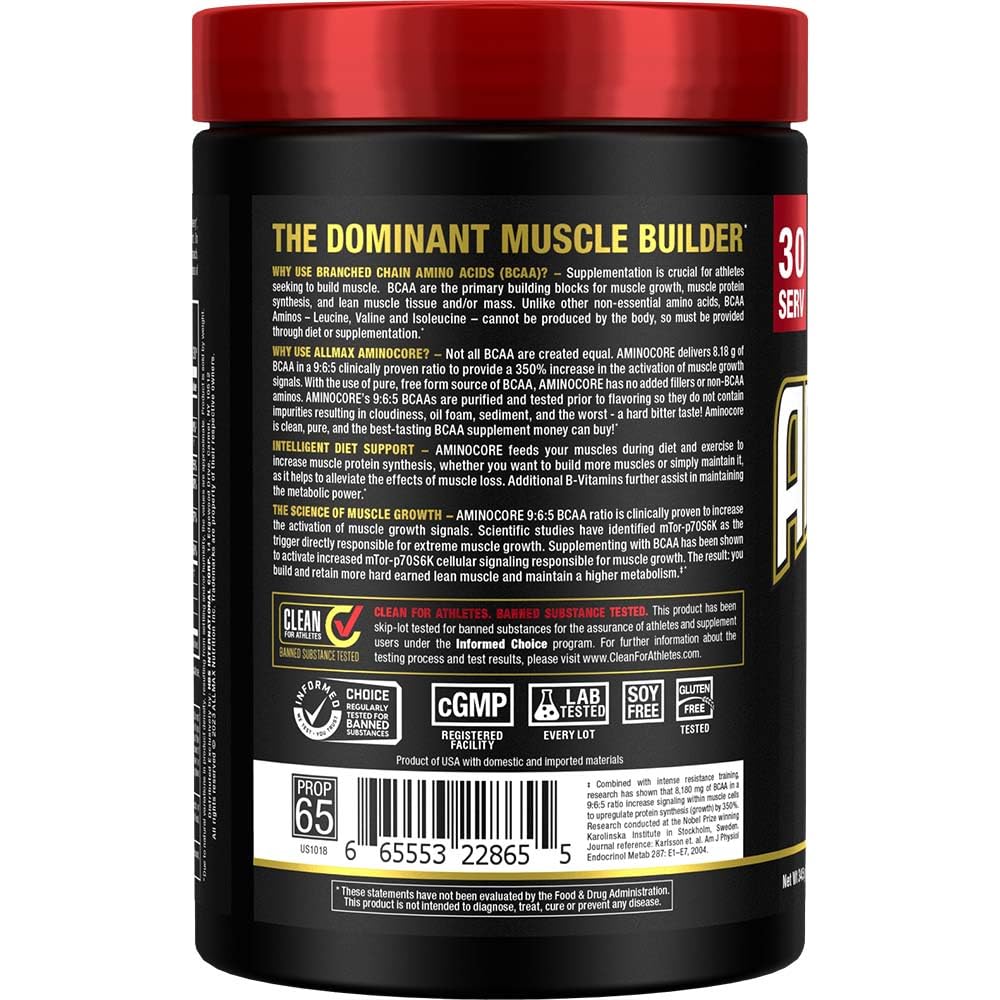 ALLMAX AMINOCORE BCAA – 8G BCAAs | Pink Lemonade, Gluten Free | 315g