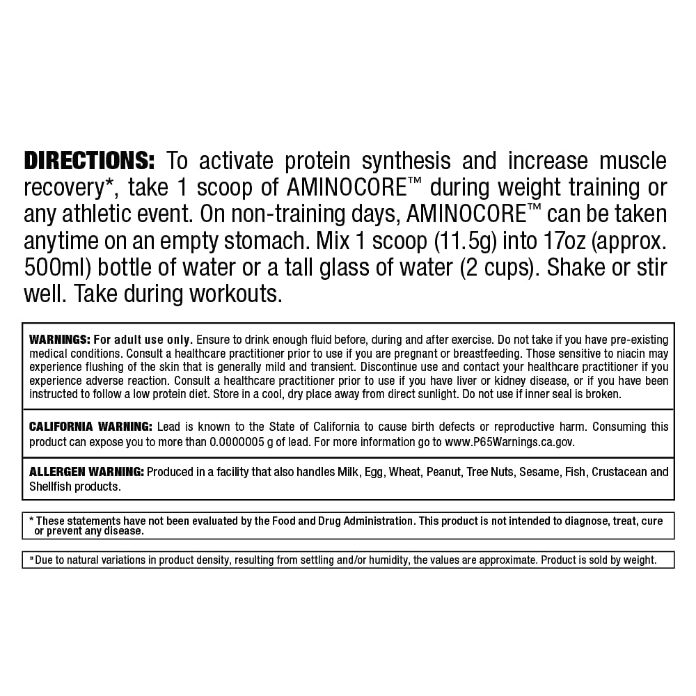 ALLMAX AMINOCORE BCAA – 8G BCAAs | Pink Lemonade, Gluten Free | 315g