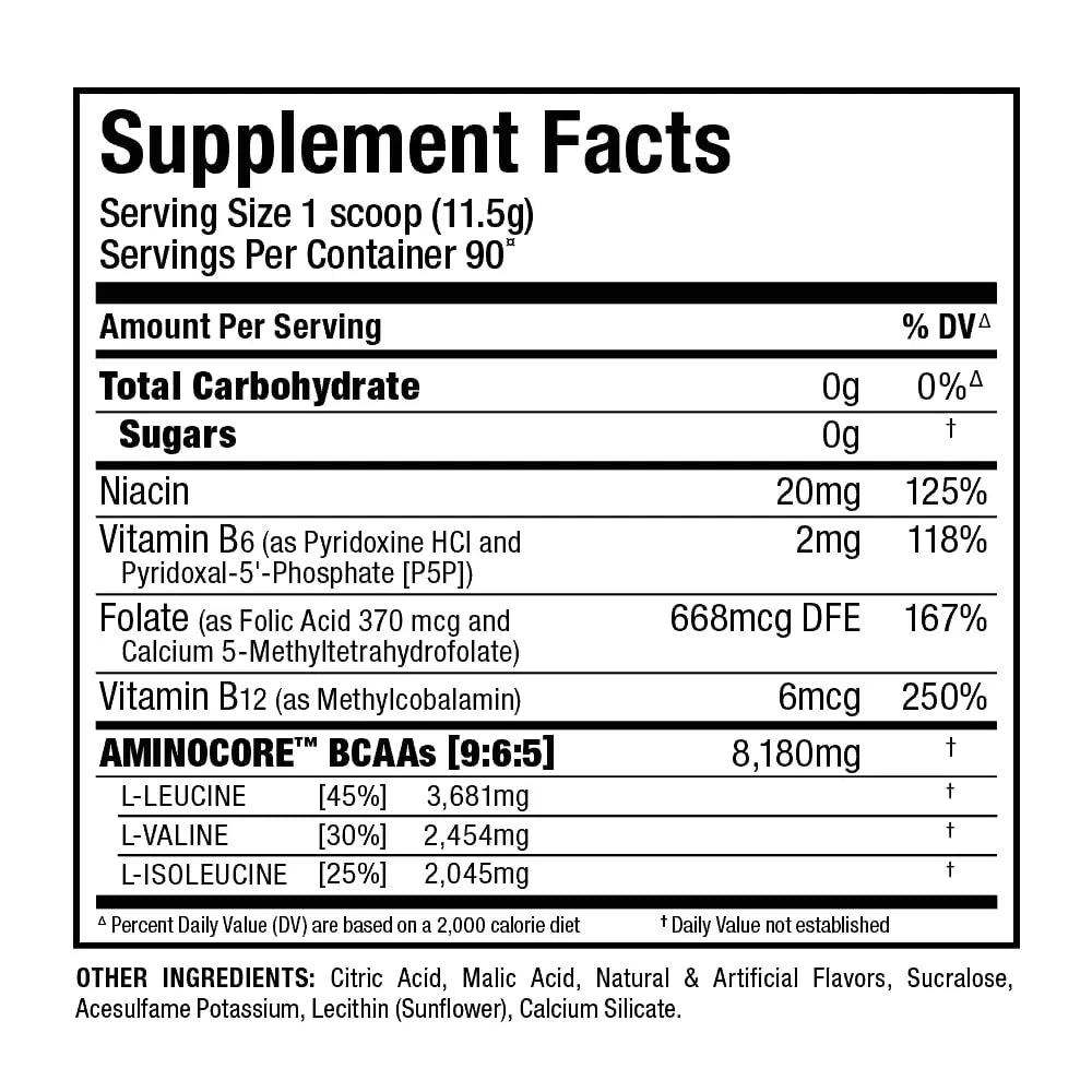 ALLMAX AminoCORE BCAA Blue Raspberry Powder – 945 g, 90 Servings, 8.18 g BCAAs per Serving, Sugar Free, Instantized + B Vitamins BritishVita | Premium UK Vitamins & Wellness Supplements