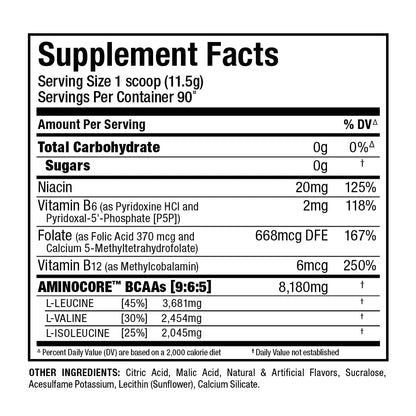 ALLMAX AminoCORE BCAA Blue Raspberry Powder – 945 g, 90 Servings, 8.18 g BCAAs per Serving, Sugar Free, Instantized + B Vitamins BritishVita | Premium UK Vitamins & Wellness Supplements