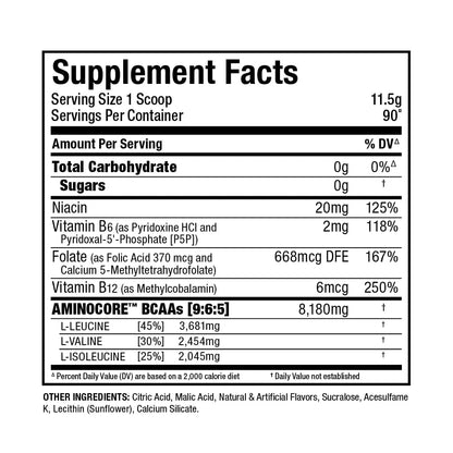 ALLMAX AMINOCORE BCAA – Fruit Punch, 945 g | 90 Servings, 8.18 g BCAA per Serving BritishVita | Premium UK Vitamins & Wellness Supplements