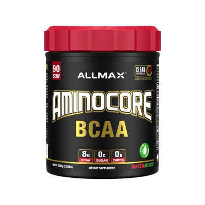 ALLMAX AMINOCORE BCAA Powder – Watermelon, 8,180 mg BCAAs, 945 g BritishVita | Premium UK Vitamins & Wellness Supplements