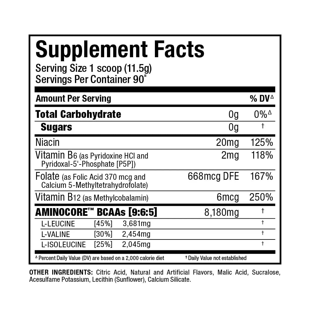 ALLMAX AMINOCORE BCAA Powder – Watermelon, 8,180 mg BCAAs, 945 g BritishVita | Premium UK Vitamins & Wellness Supplements
