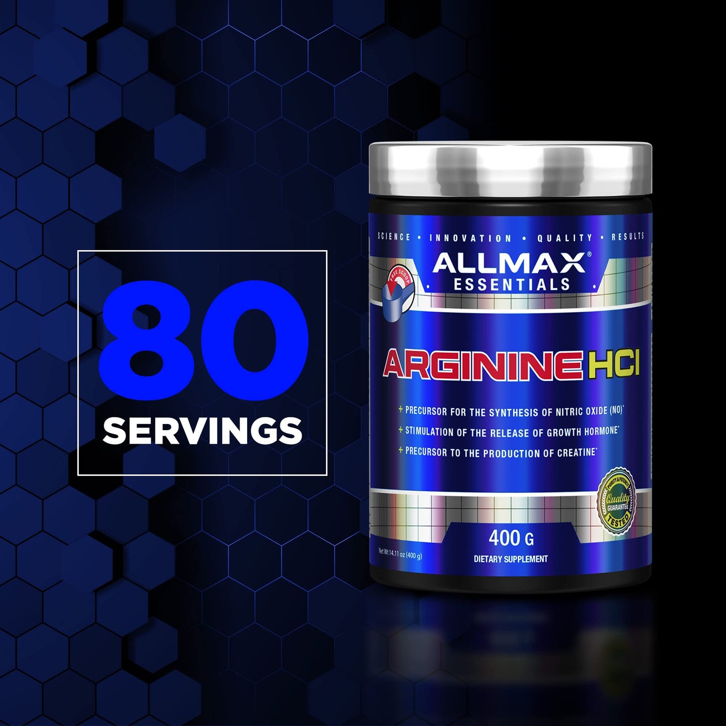 ALLMAX Essentials Arginine HCL 400 g - Vegan & Gluten Free - 200 Servings