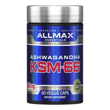 ALLMAX Essentials Ashwagandha KSM-66 (60 Veggie Caps) – Muscle Strength & Recovery