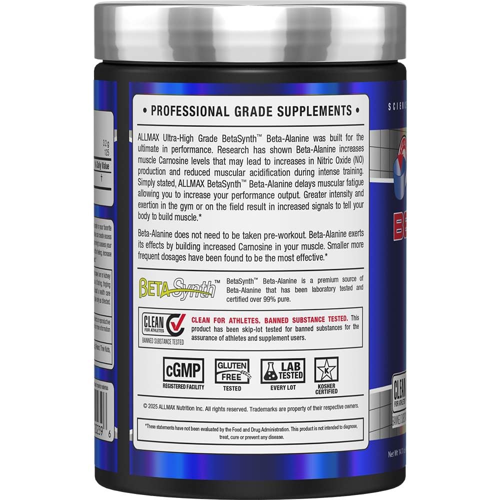 ALLMAX Nutrition Beta-Alanine Powder – Performance Enhancer for Strength & Endurance, 400g (14.11 oz)