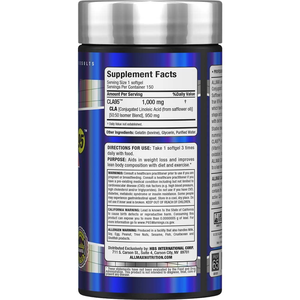 ALLMAX CLA95 1000 mg Softgels | CLA for Fat Loss & Lean Muscle
