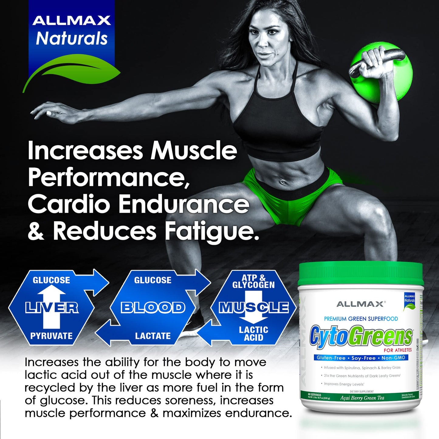 ALLMAX Cytogreens Super Greens Powder – Immune & Digestive Support (125 g), Vegan