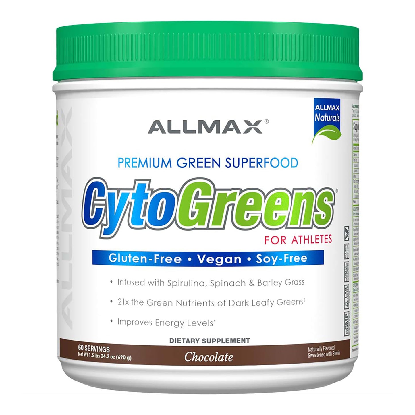 ALLMAX CytoGreens Chocolate - 1.5 lb | Green Superfood Powder for Performance, Recovery & Energy - 60 Servings