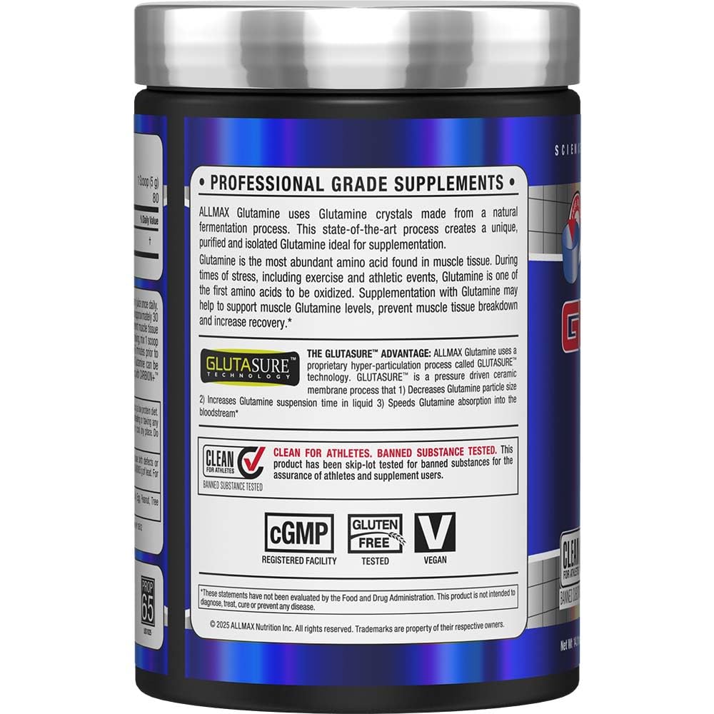 ALLMAX Essentials Glutamine – 400 g Powder | Recovery & Immune Support | Vegan & Gluten-Free