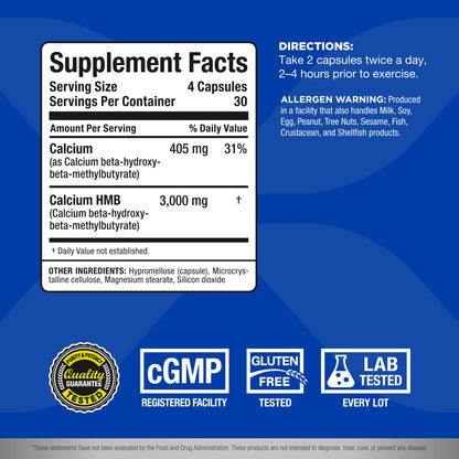 ALLMAX HMB 3000 - 120 Veggie Capsules | Supports Muscle Strength & Reduces Muscle Breakdown | Non-GMO & Gluten Free | 30 Servings