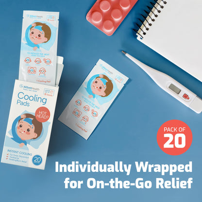 AllSett Health Cooling Patches for Kids – Minty Fever Patches (20 Pack) | Gentle, Non-Toxic, On-The-Go Relief