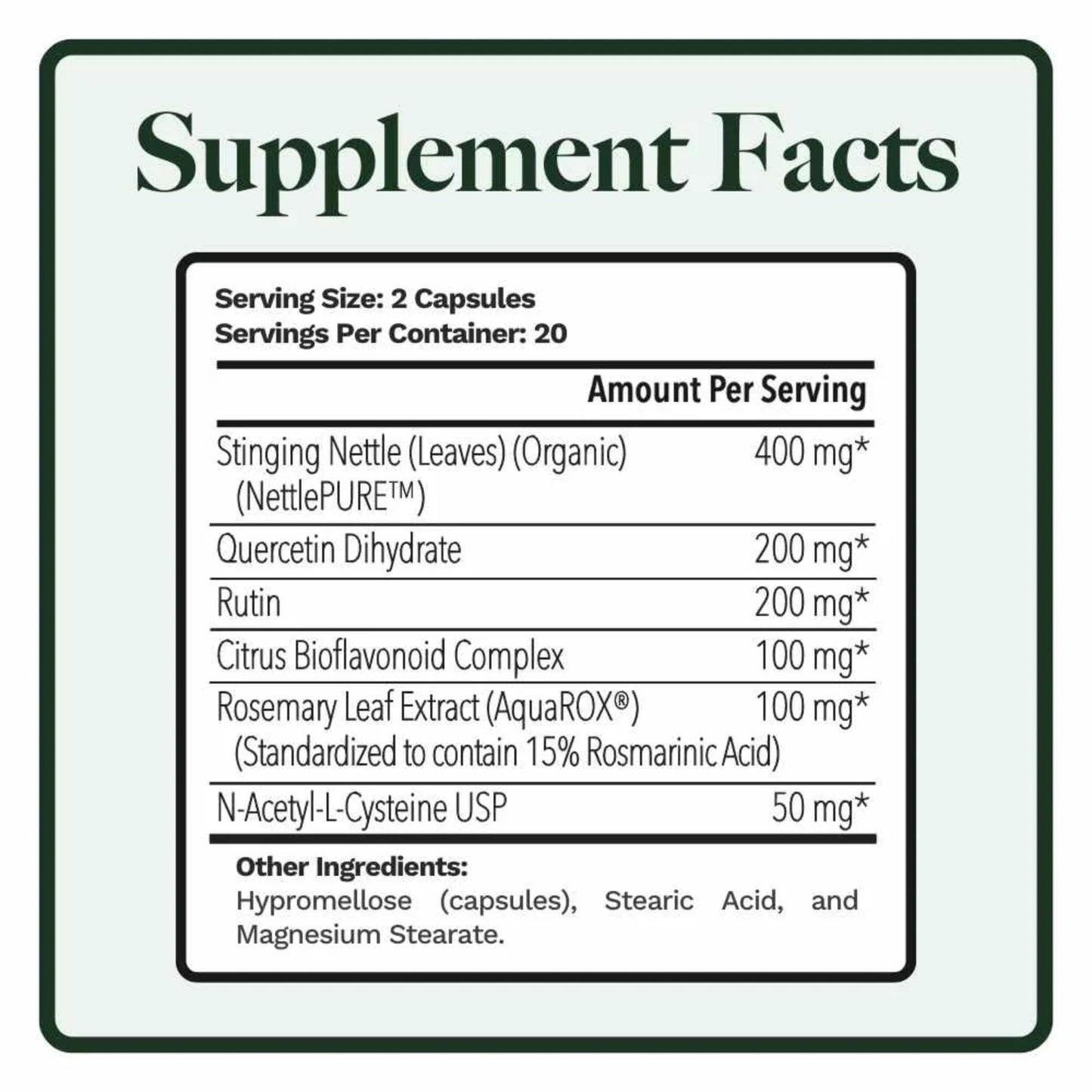 Utzy Naturals Allurtica — Sinus & Respiratory Support with Quercetin & Stinging Nettle (40 Capsules)