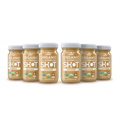 AllWellO Cold-Pressed Ginger Shot, 60 mL – USDA Organic Booster (6 Pack)