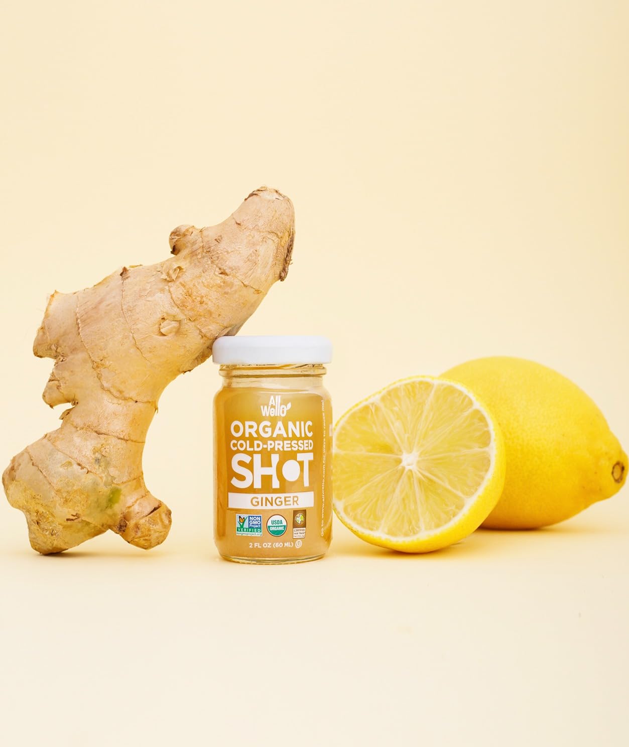 AllWellO Cold-Pressed Ginger Shot, 60 mL – USDA Organic Booster (6 Pack)