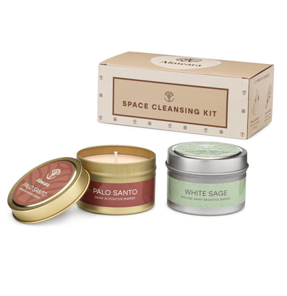 Almeara 2-in-1 Candle Combo – Sage & Palo Santo, 40+ Hours Burn, 100% Soy