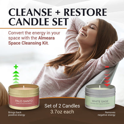 Almeara 2-in-1 Candle Combo – Sage & Palo Santo, 40+ Hours Burn, 100% Soy