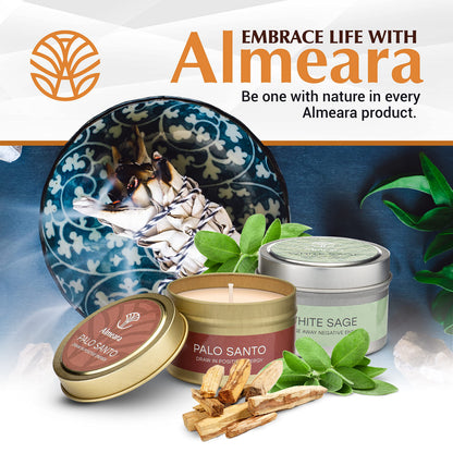 Almeara 2-in-1 Candle Combo – Sage & Palo Santo, 40+ Hours Burn, 100% Soy